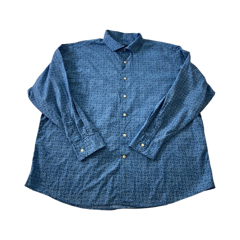 Cremieux Classics Men's XXL Blue Pattern Long Sleeve Button Down Shirt